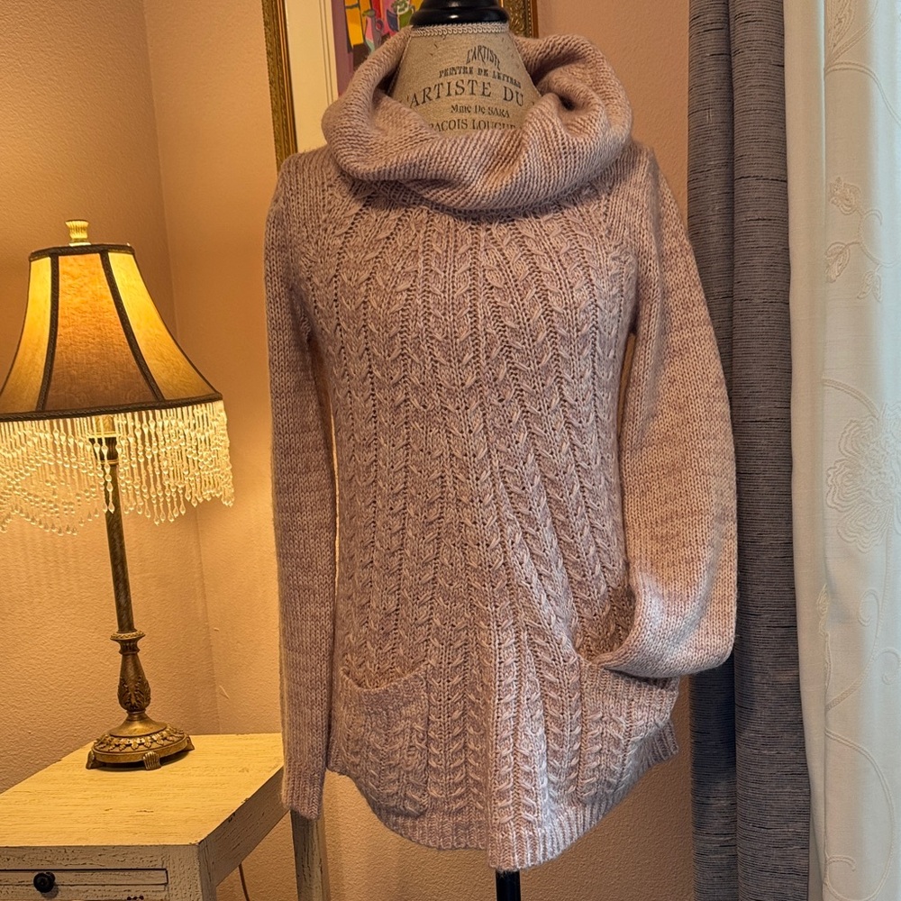Anthropologie Mauve Cowl Neck Sweater